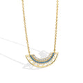 Gold-Plated Brass Geometric Fan-Shaped Turquoise Pendant Necklace with a geometric design profile — jewelry finish and design detail