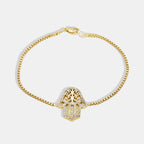 B0076 Vintage Hip-Hop Creative Design Palm Bracelet for Women with Gold Plating and Zircon Inlay