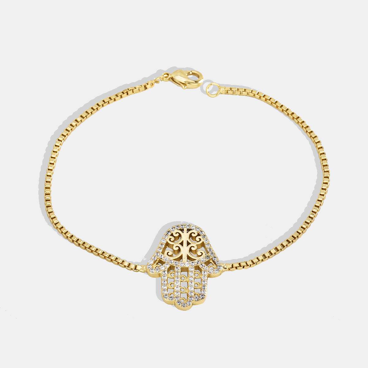 B0076 Vintage Hip-Hop Creative Design Palm Bracelet for Women with Gold Plating and Zircon Inlay