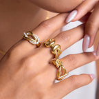 Original Knot Design Rhinestone Ring Non-Fading Stainless Steel Jewelry for Women