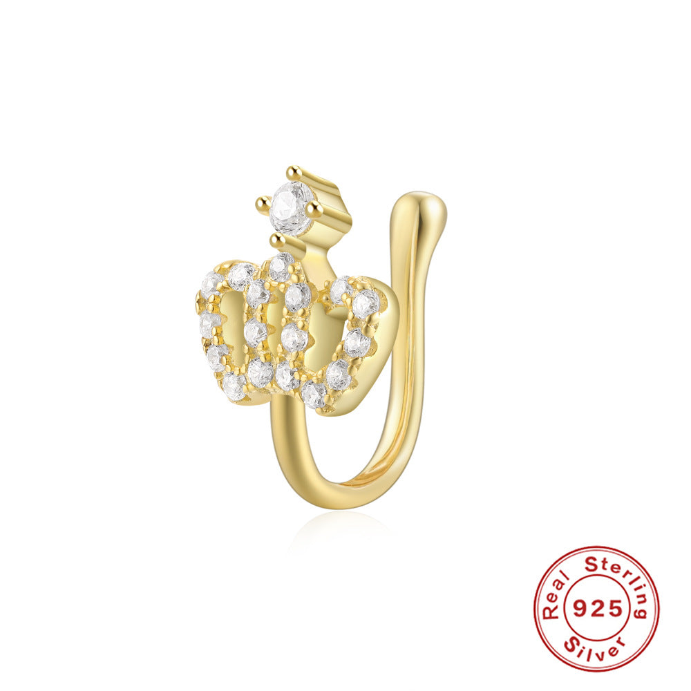 New S925Sterling Silver Geometric Water Drop Lightning Diamond Nose Ring Creative Style nose cuff Piercing jewelry