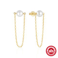 Pearl Zircon Tassel 925 Sterling Silver Earrings — wearable scale detail — jewelry finish and design detail