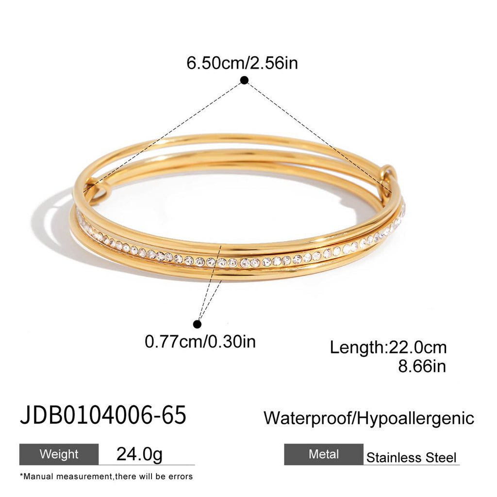 Stainless Steel Zircon Bracelet for Women, Non-Fading Jewelry Bangle Accessories