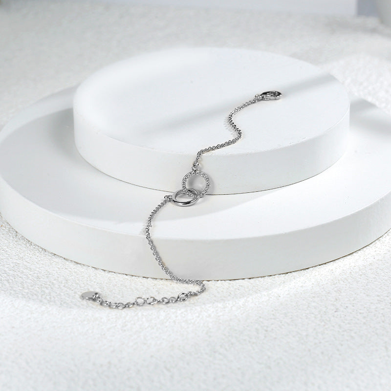 B0075 Accessories Simple Copper Gold-Plated Diamond-Studded Round Bracelet for Women with Double Rings