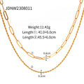 Gold-Plated Stainless Steel Layered Necklace with Chain Detail — additional angle — jewelry finish and design detail
