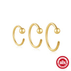 New S925Sterling Silver C Four-Prong Diamond-Studded Piercing Threader Ear Clip Earrings Set Hot-Selling Creative Earrings