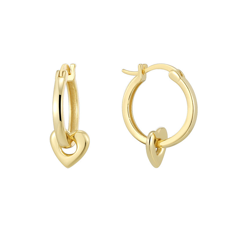 SE0067 S925Silver plating14K Gold Hollow Heart Earrings for Women Fashion High-Quality Ear Jewelry