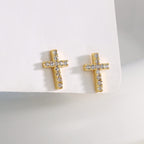 E0754 Retro Fashion Design Earrings for Women Hot Sale Cross Zirconia Stud Earrings