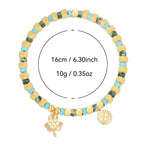 B0248 Bohemian Vintage Clover Inlaid Zircon Bracelet Holiday Beaded