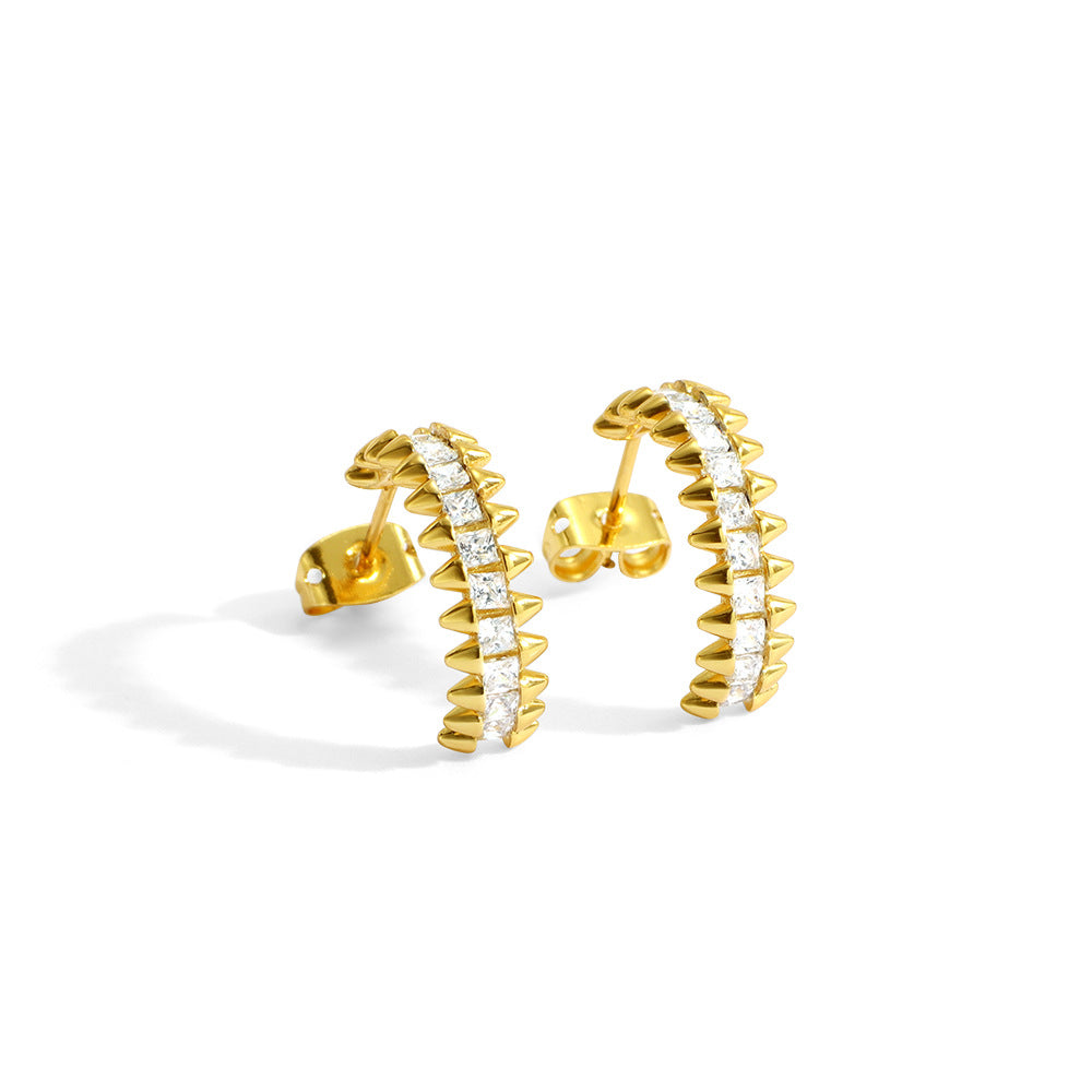 New style vintage stud earrings925Silver Needle Design Circle Hoop Earrings C Shaped Earrings