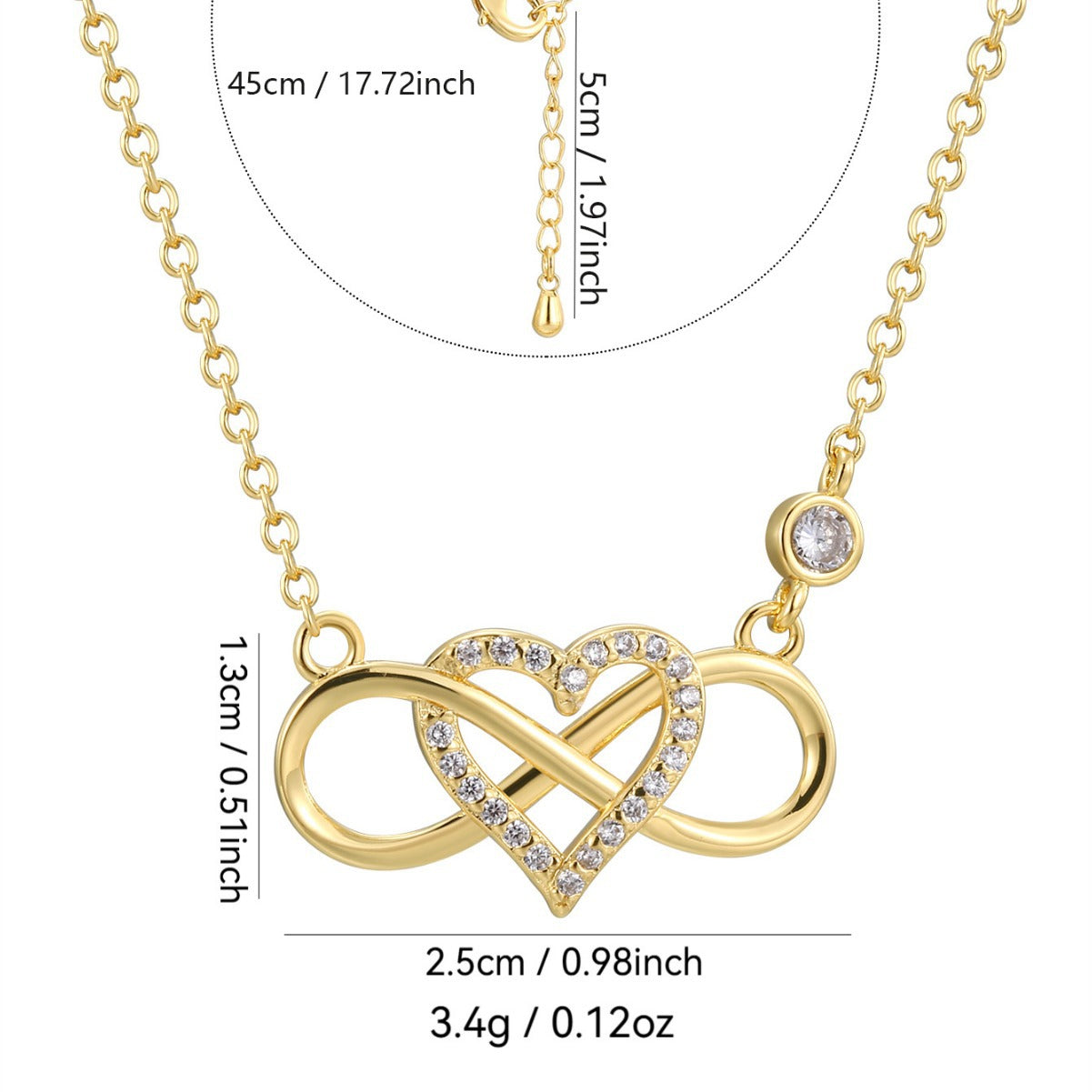 CYN0185 Zircon Small Fragrance Heart Necklace for Women Mobius Collarbone Chain