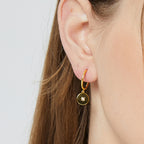 E0225 Round Wind Diamond-Studded Hoop Earrings for Women, Minimalist Style Star Earrings