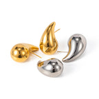 Sense of Design18K Gold Chubby Water Drop Earrings Small Size Women's Fashion Versatile Earrings