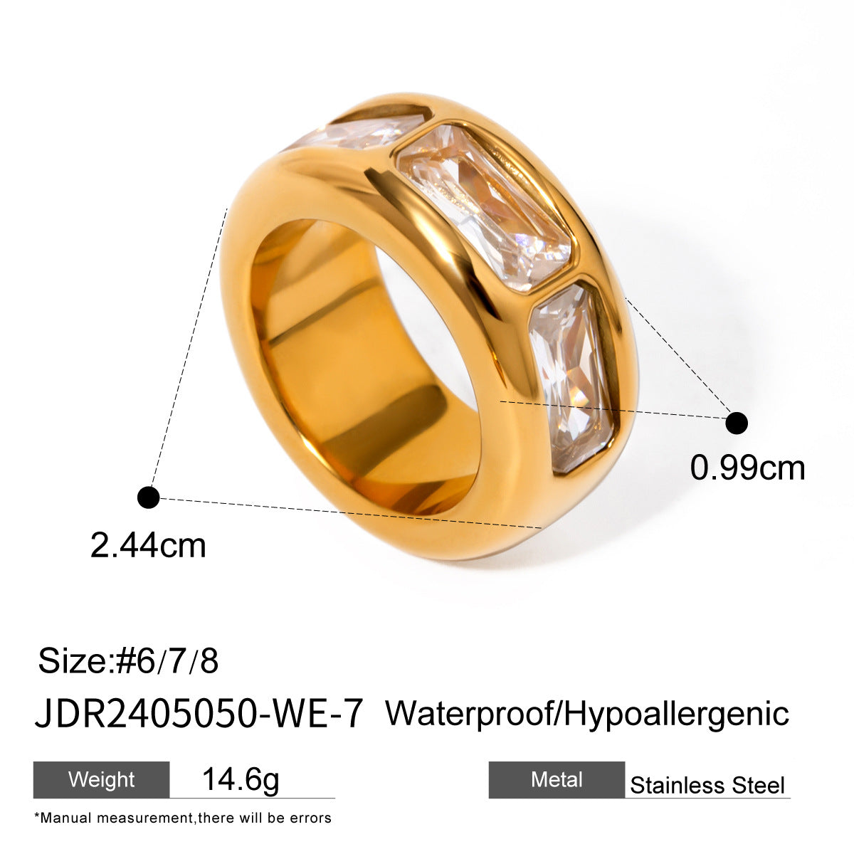 Zircon Ring Non-Fading Jewelry Stainless Steel Accessories rings