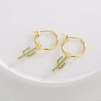 E0806 Creative Design Earrings for Women Cactus Green Zirconia Drop Earrings