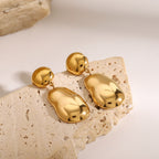 Stainless Steel Color Block Round Stud Earrings Earrings