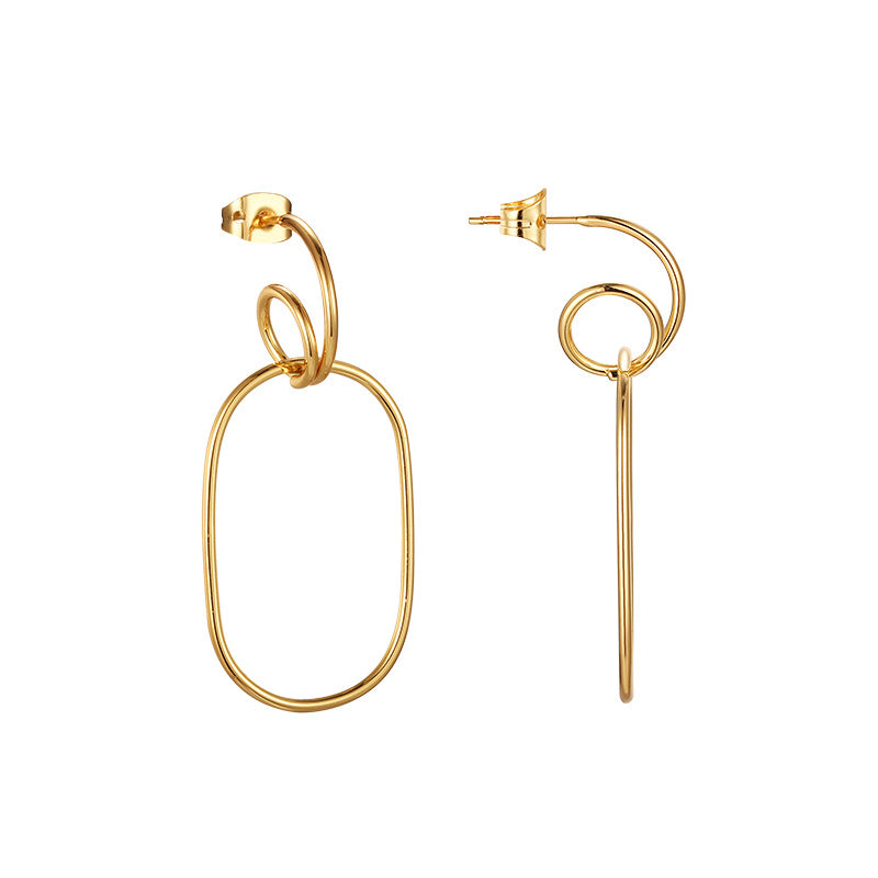 Gold-Plated Line Geometric Exaggerated Earrings for Women Simple Style gold Hoop Earrings