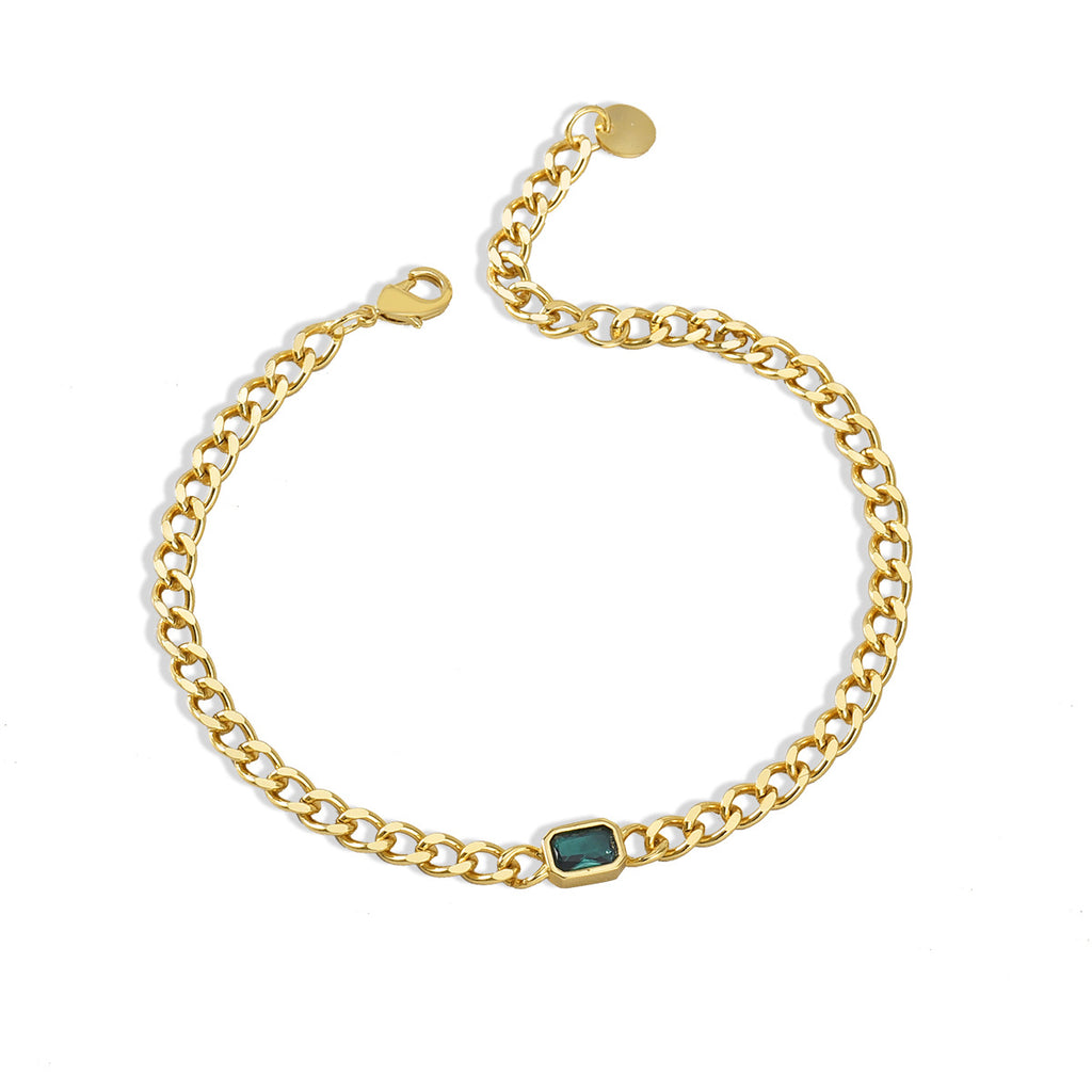 B0070 Wind Bracelet Emerald Tank Chain Bracelet Jewelry