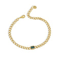Gold-Plated Brass Sculptural Green CZ Chain Bracelet styled for independent jewelry boutiques — jewelry finish and design detail