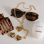 Heart Necklace Accessories for Women, Oil Drop Earrings, Non-Fading Jewelry, Stainless Steel Jewelry for Women