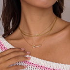 White Diamond Paperclip Necklace Collarbone Chain Non-Fading Stainless Steel Jewelry