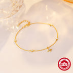 S925 Sterling Silver Four Pointed Star Diamond Opal Bracelet For Women