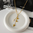 2H Heart Tassel Collarbone Chain Stainless Steel y Long Necklace Jewelry