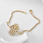 B0076 Vintage Hip-Hop Creative Design Palm Bracelet for Women with Gold Plating and Zircon Inlay