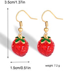 E0253 Korean Version Sweet Cute Little Fragrant Red Three-Dimensional Strawberry Resin Earrings for Women Copper Plated with Real Gold Small Ear Hooks