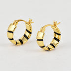 E0686 Minimalist Cool Style Threaded Black Epoxy Earrings for Women Fashion Hoop Earrings