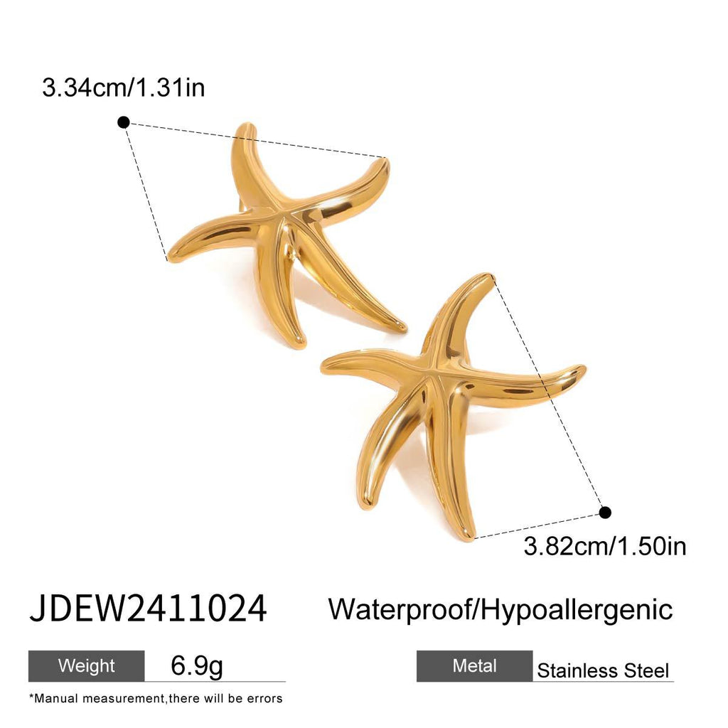 2H Stainless Steel Starfish Earrings Ocean Ring Jewelry earrings