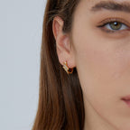 E0454 Minimalist Cool Glossy Earrings for Women Geometric Circle Lightning Zirconia Ear Clips