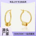 E0787 Korean Style Simple Fashion Trendy Design Earrings for Women Copper Gold Plated Small Waist Hoop Earrings