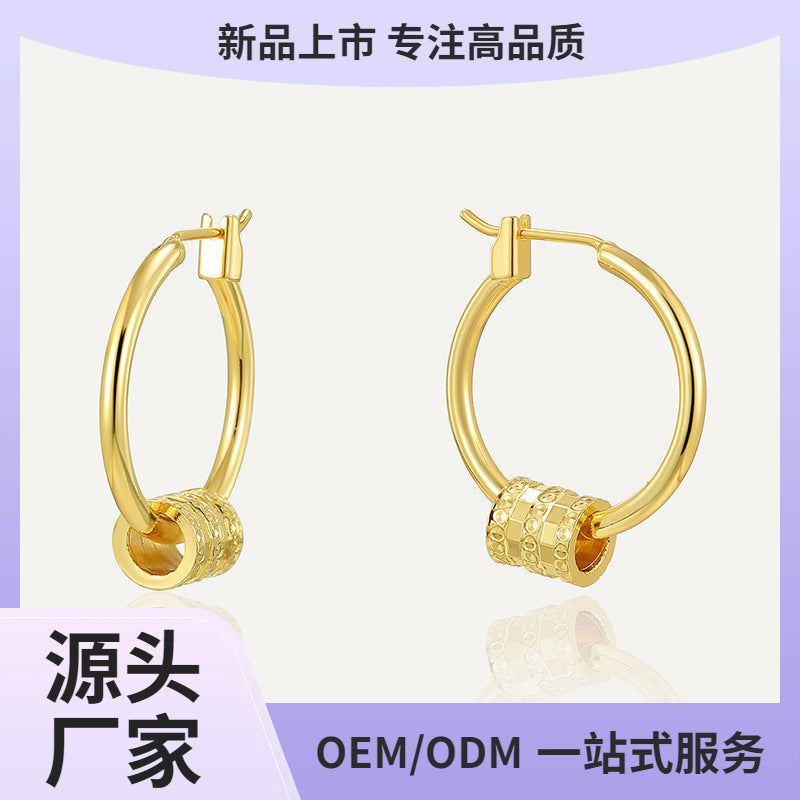 E0787 Korean Style Simple Fashion Trendy Design Earrings for Women Copper Gold Plated Small Waist Hoop Earrings