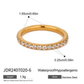 Cubic Zirconia Stainless Steel Ring in Gold-Plated — Minimal Edit — additional design view — jewelry finish and design detail