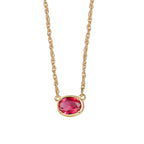 N0187-Red Fashion Retro Versatile Pendant for Women Oval Red Zircon Design Clavicle Chain