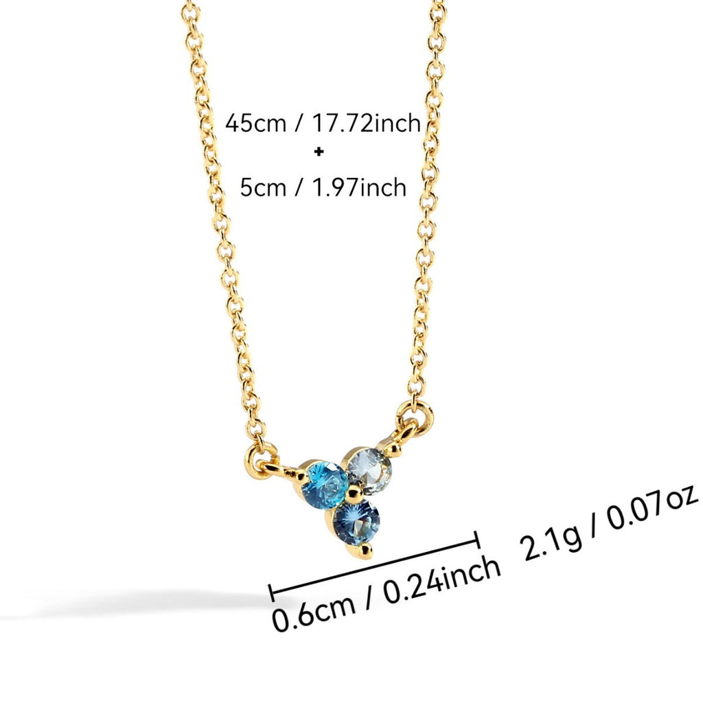 N0035Gradient Blue Zircon Necklace for Women, Minimalist and Simple, gold Neck Chain, Export Accessories