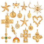 Stainless Steel Ocean Series Jewelry Accessories Heart diy Cross Pendant Necklace Pendant