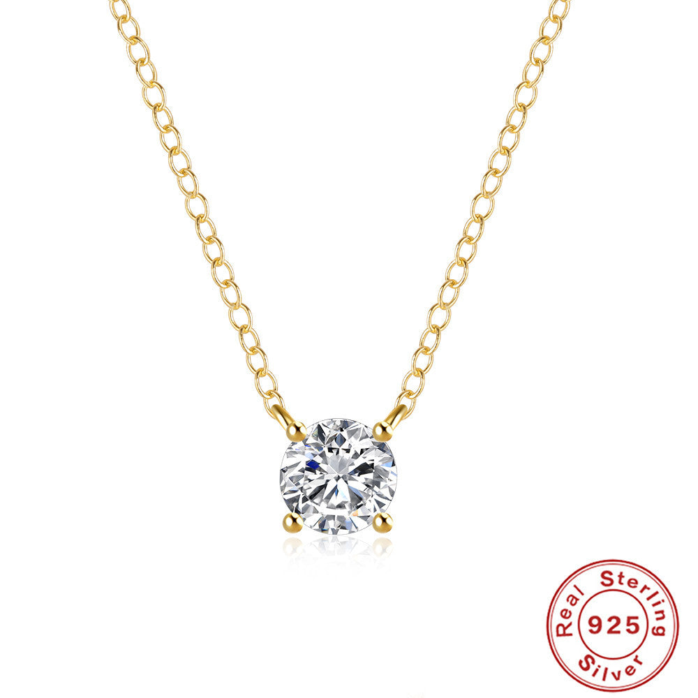 S925 Silver Zircon Collarbone Necklace Diamond Accent