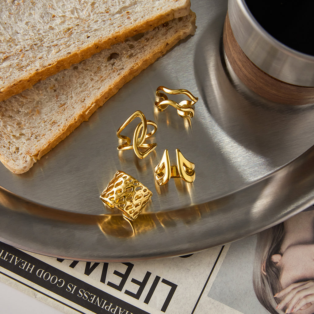 gold Stainless Steel Ring Jewelry for Women, Non-Fading ring