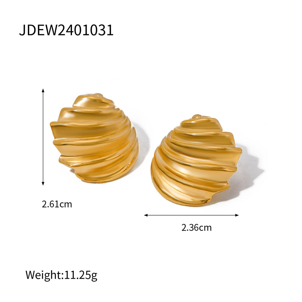 2H New style stainless steel earrings18k Gold Non-Fading Earrings Spiral Wave Strip Earrings