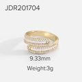 18K Gold-Plated Brass Sculptural CZ Adjustable Ring with gold-tone brass construction