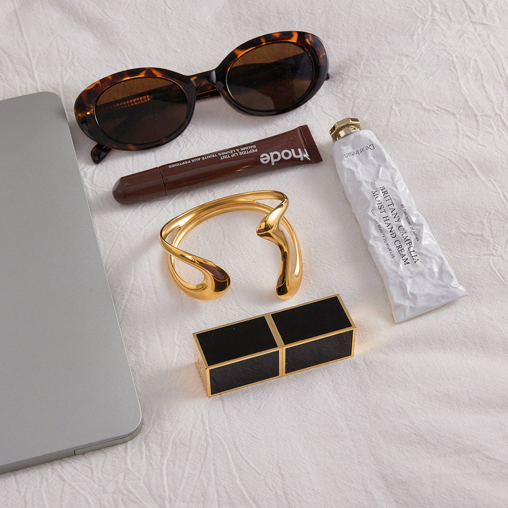 2H gold Bracelet Non-Fading Open Bangle Stainless Steel Jewelry for Women