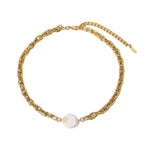 2H  Fashion Trend Necklace 18K Gold-plated Stainless Steel Chain Pearl Choker Fashion Jewelry for Women