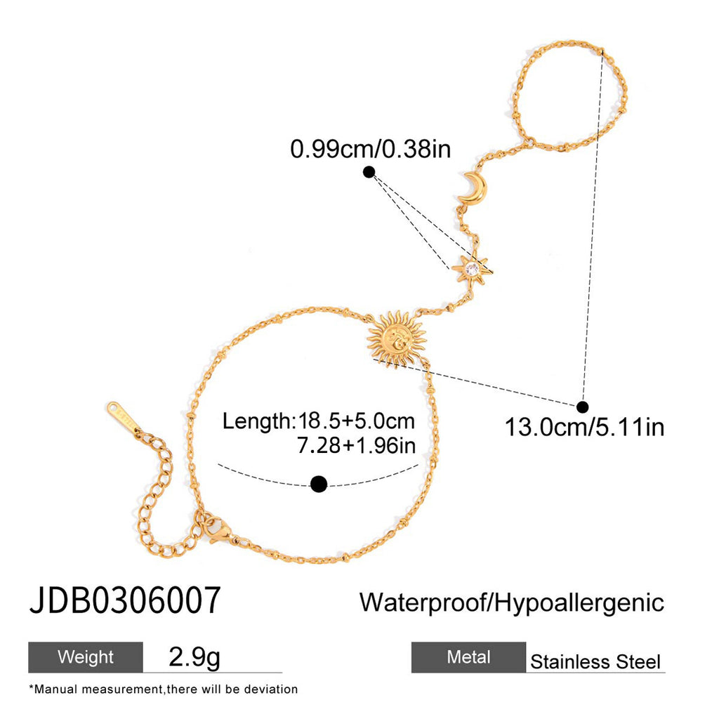 2H Stainless Steel Sun Finger Bracelet Jewelry Non-Fading Accessories for Women