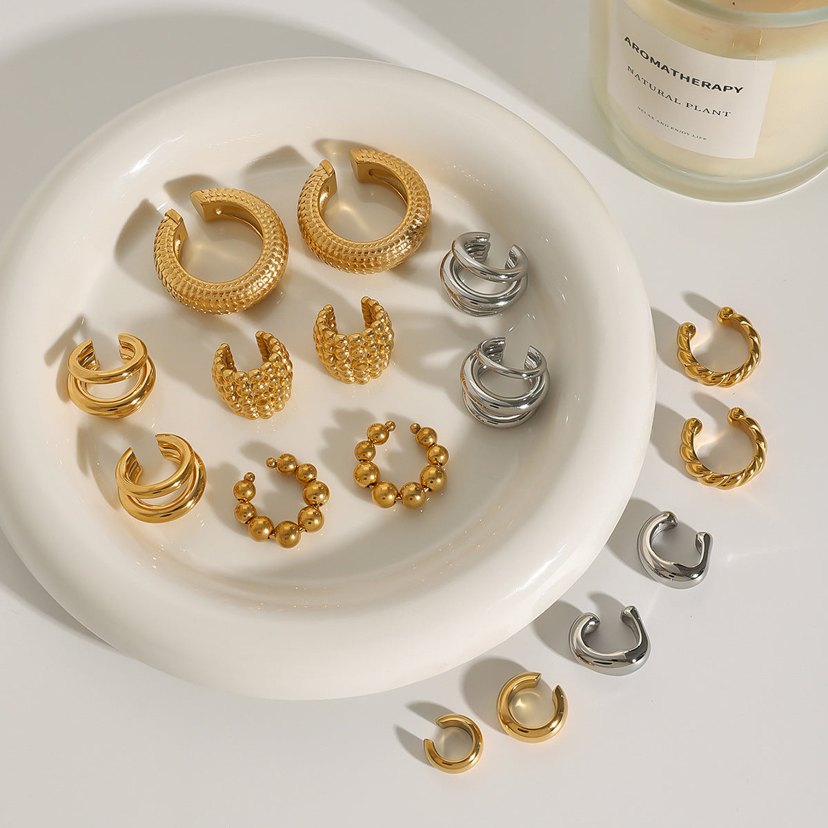 Stainless Steel gold Earrings Ear Clips Non-Pierced Ear Cuffs Ear Jewelry Accessories