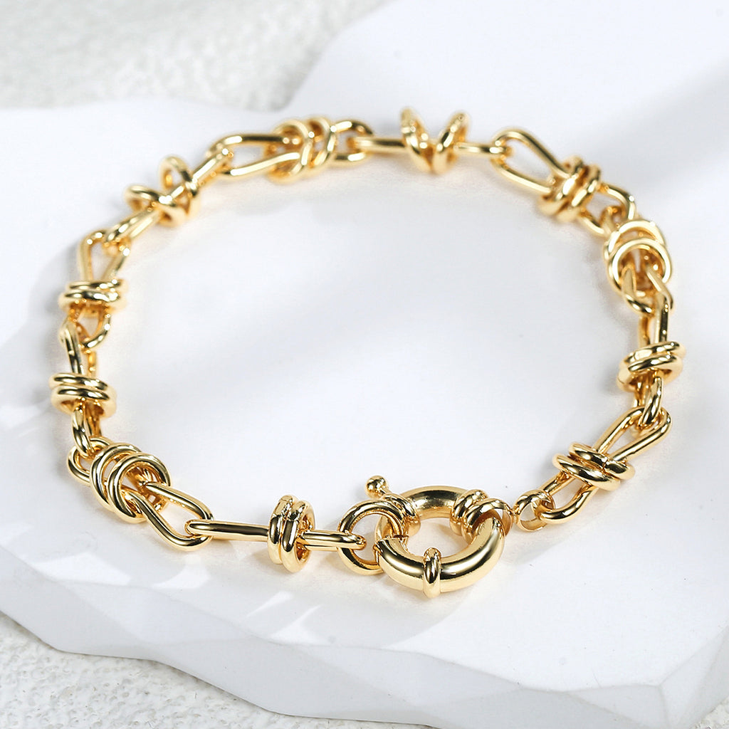 B0103 Copper plating18K Gold Personality Bowknot Small Circle Fashion Trendy Rope Couple Bracelet