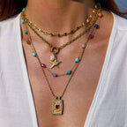 Stainless Steel Card Heart Necklace Collarbone Chain Jewelry Non-Fading