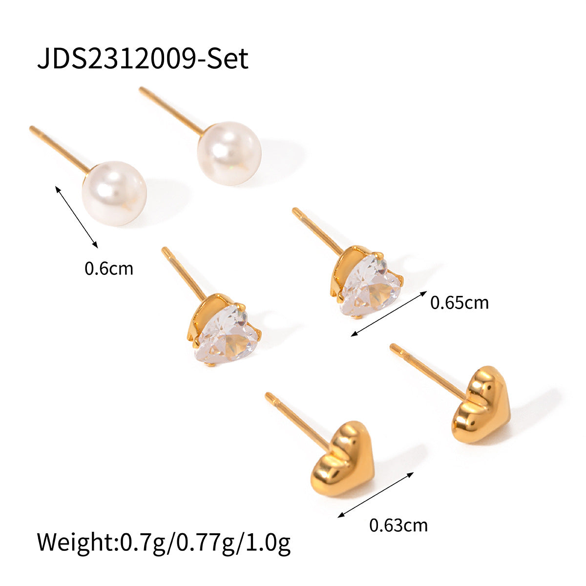 Three Pairs of Stainless Steel Zircon Earrings Pearl Earrings Ear Accessories