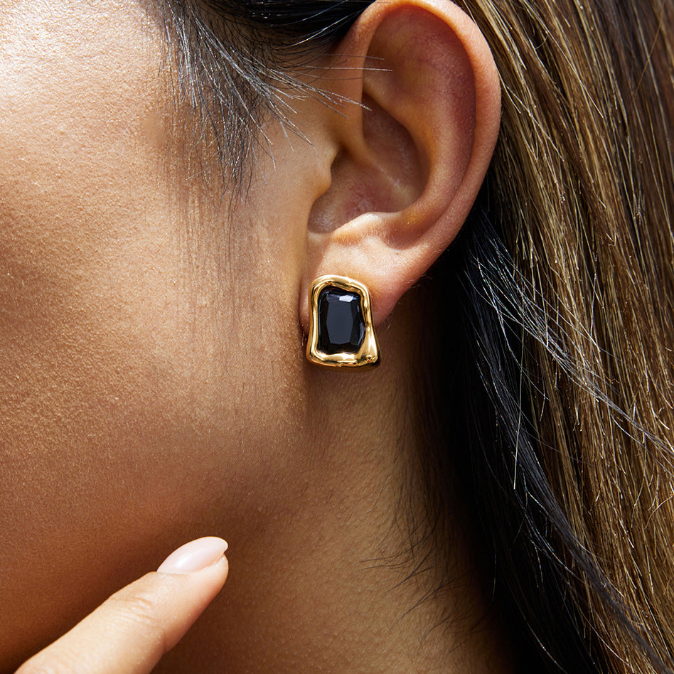 Zircon Earrings Vintage Stainless Steel Jewelry for Women Non-Fading
